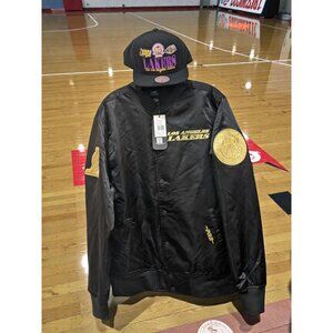ProStandard Men's LA Lakers Satin Bomber Size L-Free Mitchell&Ness Snapback Hat